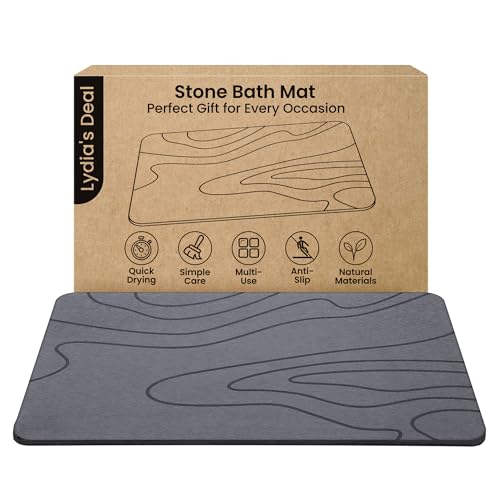 Stone Bath Mat Diatomaceous Earth Non-Slip Gray