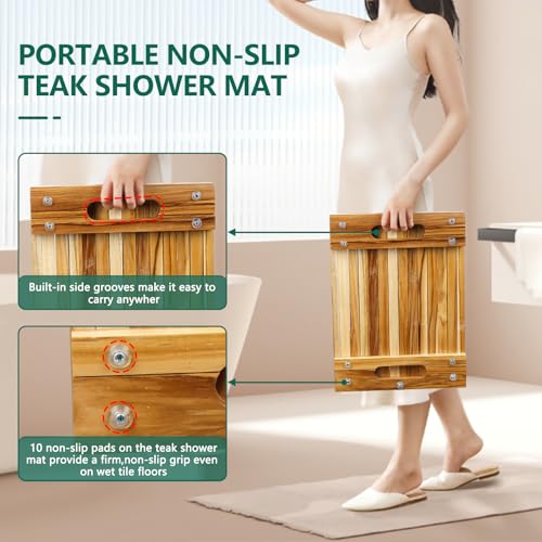 Teak Shower Mat – Adjustable view 5