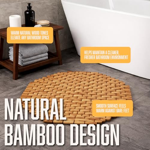 Octagonal Bamboo Bath Mat thumbnail 2