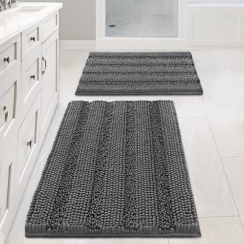 H.VERSAILTEX Grey Bathroom Rug Set