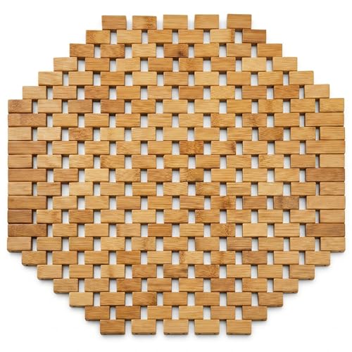 Octagonal Bamboo Bath Mat