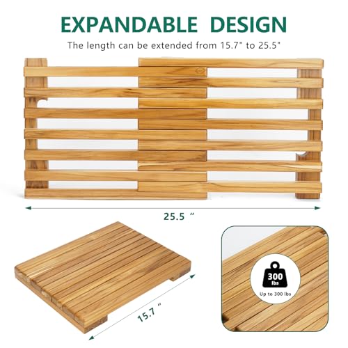 Teak Shower Mat – Adjustable view 2