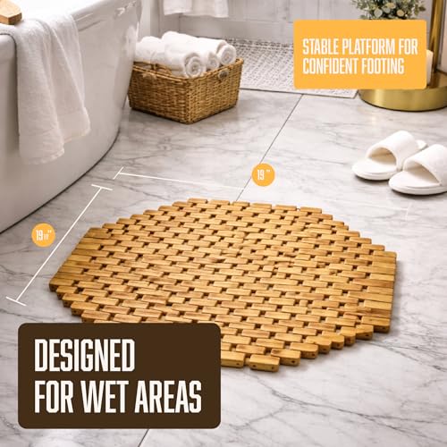 Octagonal Bamboo Bath Mat thumbnail 4