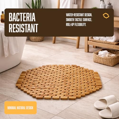 Octagonal Bamboo Bath Mat thumbnail 1