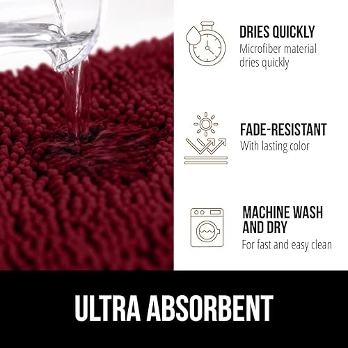 GORILLA GRIP Bath Rug Burgundy Quick-Dry - view 2