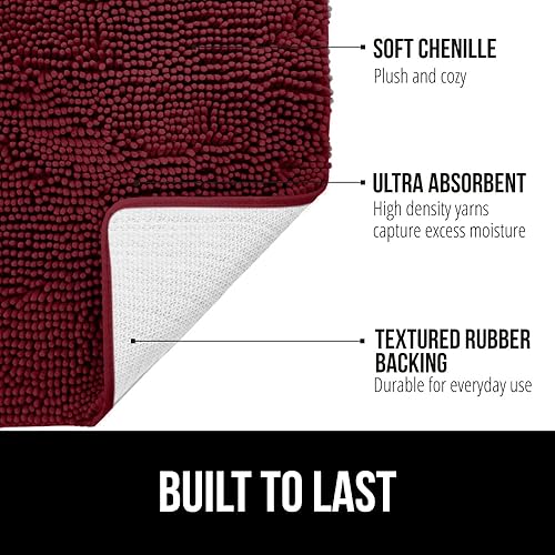 GORILLA GRIP Bath Rug Burgundy Quick-Dry - view 3