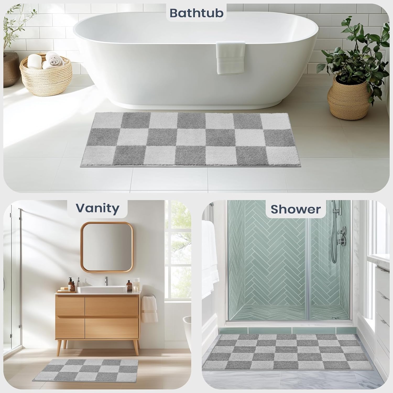 PURRUGS Bathroom Rug Non-Slip Machine Washable 20