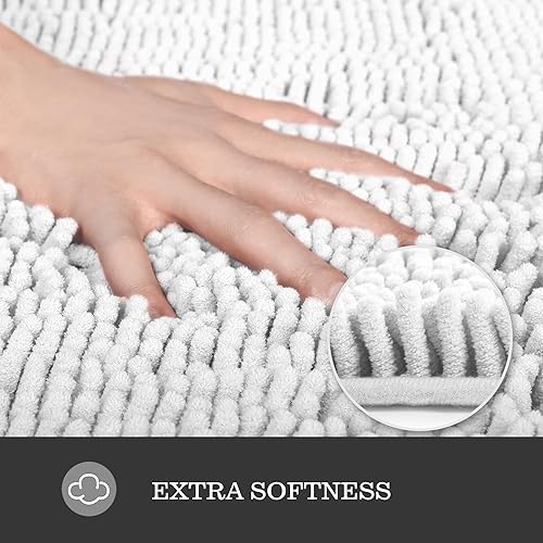 Yeaban White Chenille Bath Mats 17x24 - view 3