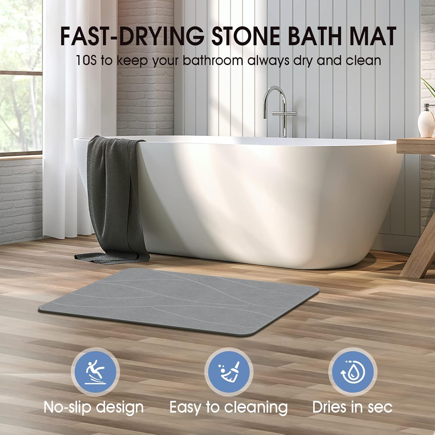 Veeloim Stone Bath Mat Diatomaceous Earth - view 2