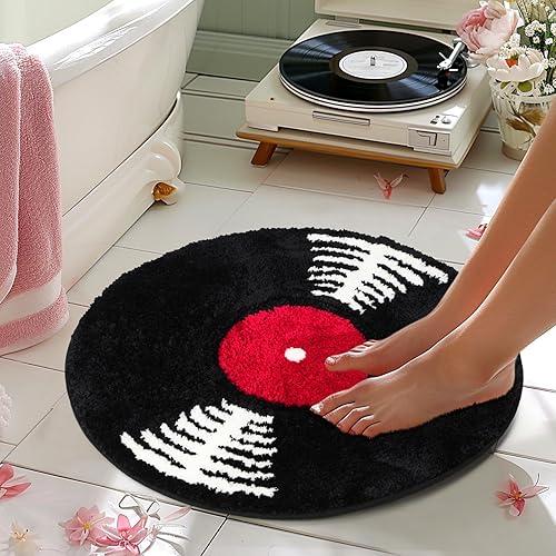 Vinyl Record Round Bath Mat with creative retro design - view 4