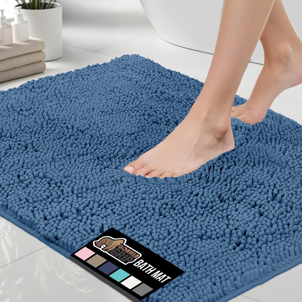 GORILLA GRIP Bath Rug Mat, Thick Soft Absorbent Chenille
