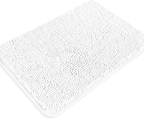 Yeaban White Chenille Bath Mats 17x24