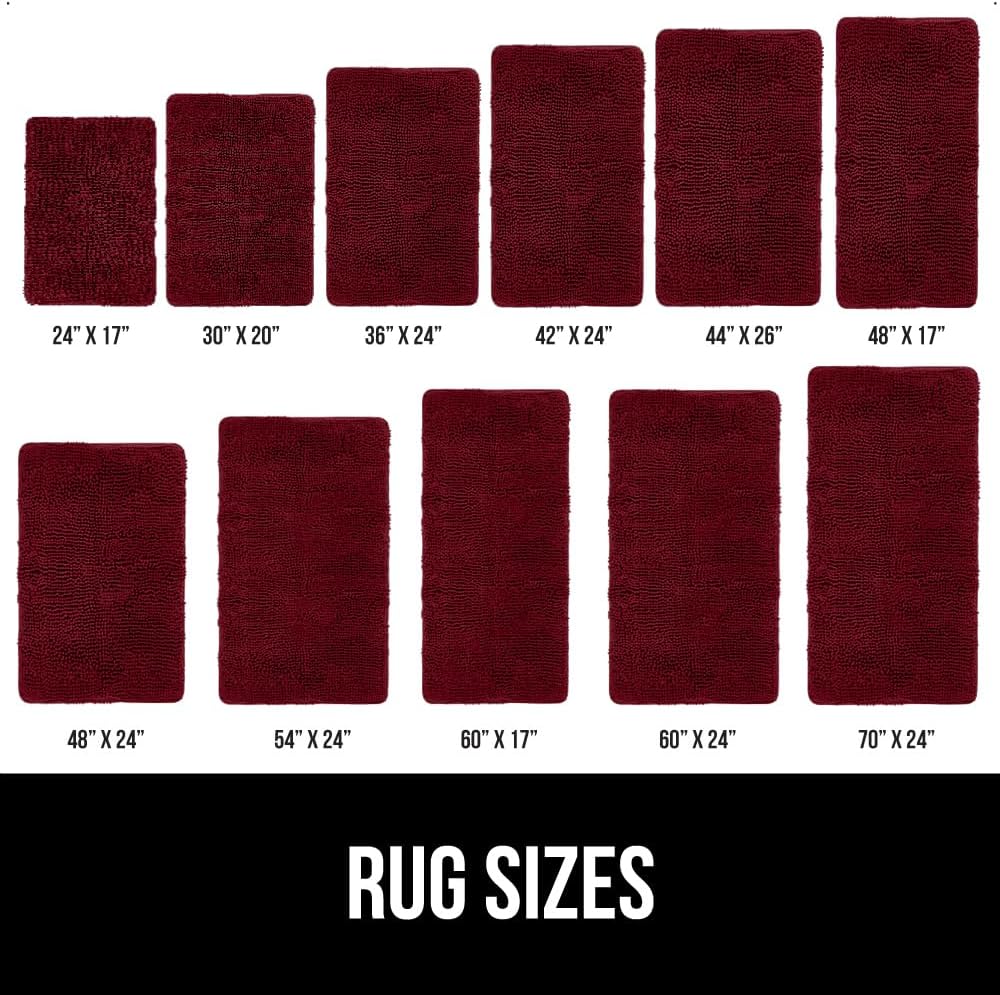 GORILLA GRIP Bath Rug Mat Burgundy 24x17