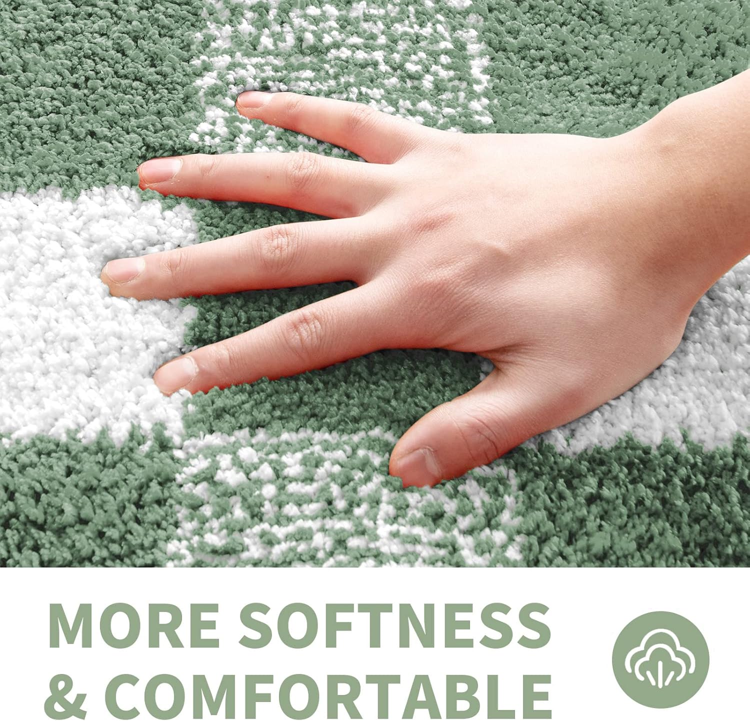 CozeCube Bath mats for Bathroom Non Slip, Fluffy Absorbent Microfiber Bath mat Washable, Aesthetic Bathroom Rugs, Small Sage Green Checkered Bath mat, Sage Green, 24