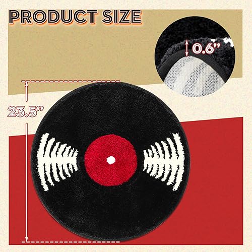 Vinyl Record Round Bath Mat with creative retro design - view 3