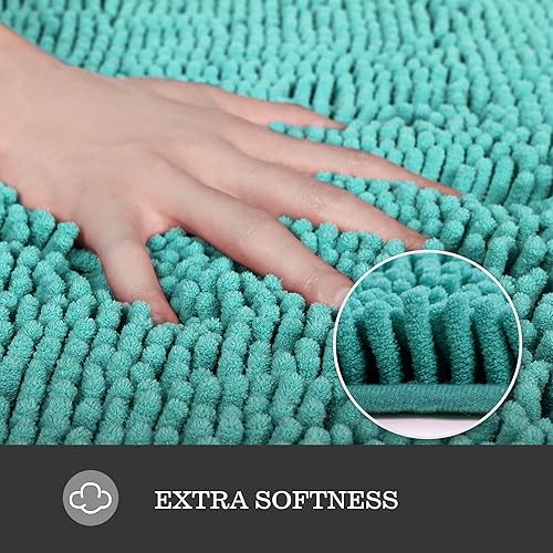 Yeaban Teal Chenille Bath Rug 17x24 - view 2