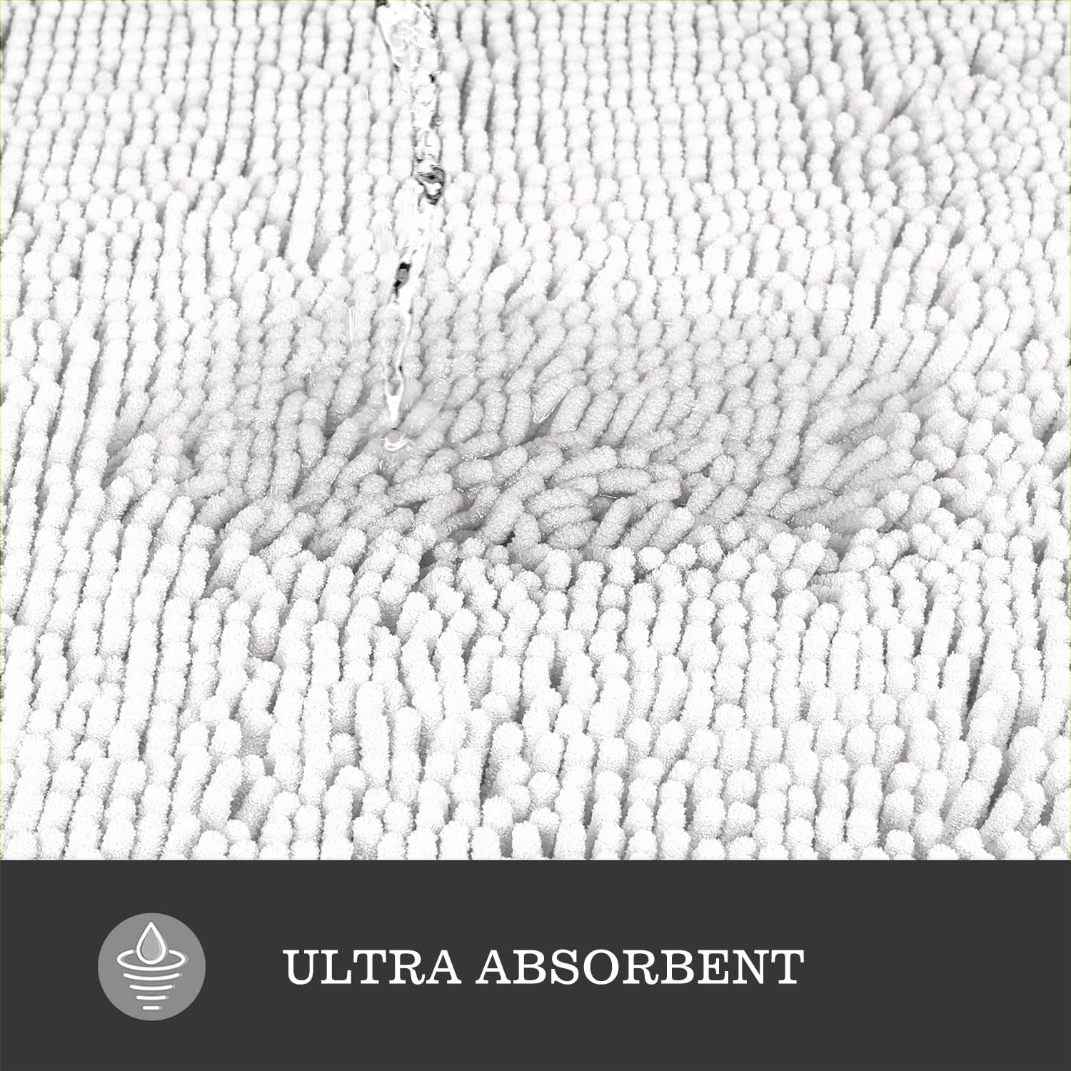 Yeaban White Bathroom Rugs – Thick Chenille Bath Mats | Absorbent and Washable Bath Rug Non-Slip, Plush and Soft Rugs for Bathroom, Kitchen, Shower, Sink - 17