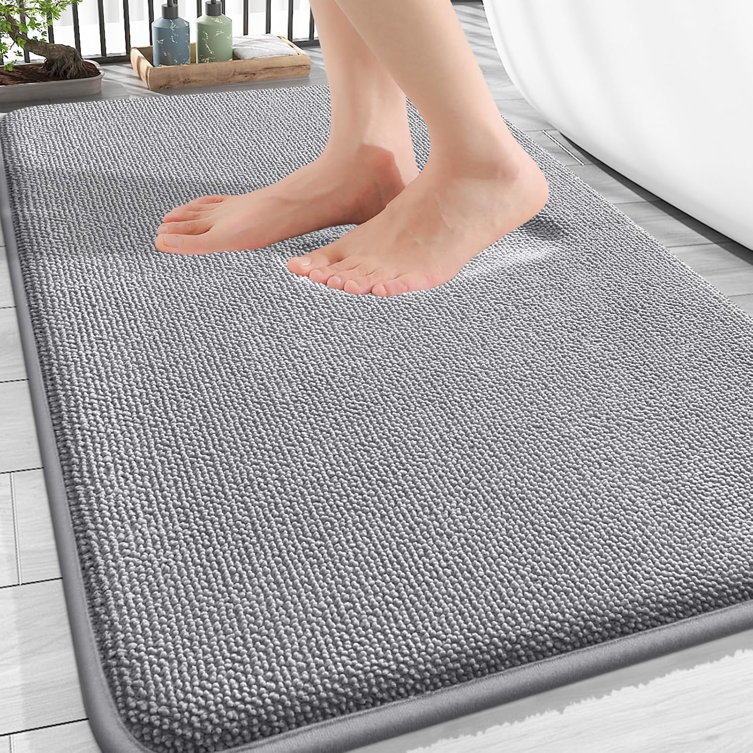 OLANLY Memory Foam Bath Rug Grey 30x20 Budget