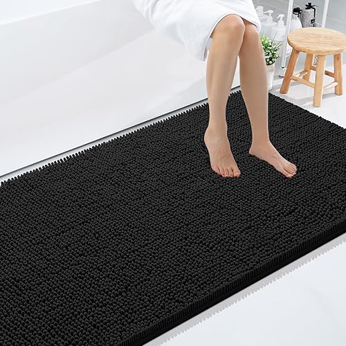 Smiry Luxury Chenille Large Bath Rug in elegant bathroom