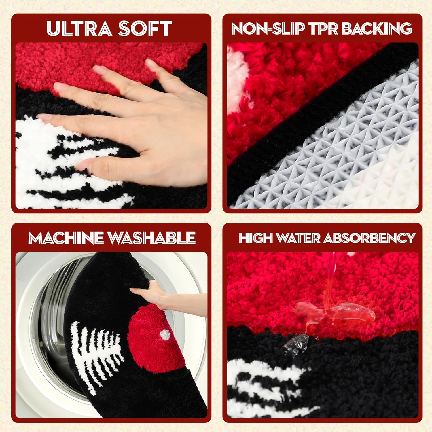 Vinyl Record Bath Mat Music Round Rug Retro Tub Bath Rug Non Slip Washable Funny Bathroom Decor Absorbent Tufted Rug Carpet for Bedroom Living Room Music Theme Decor Black and White 23.5