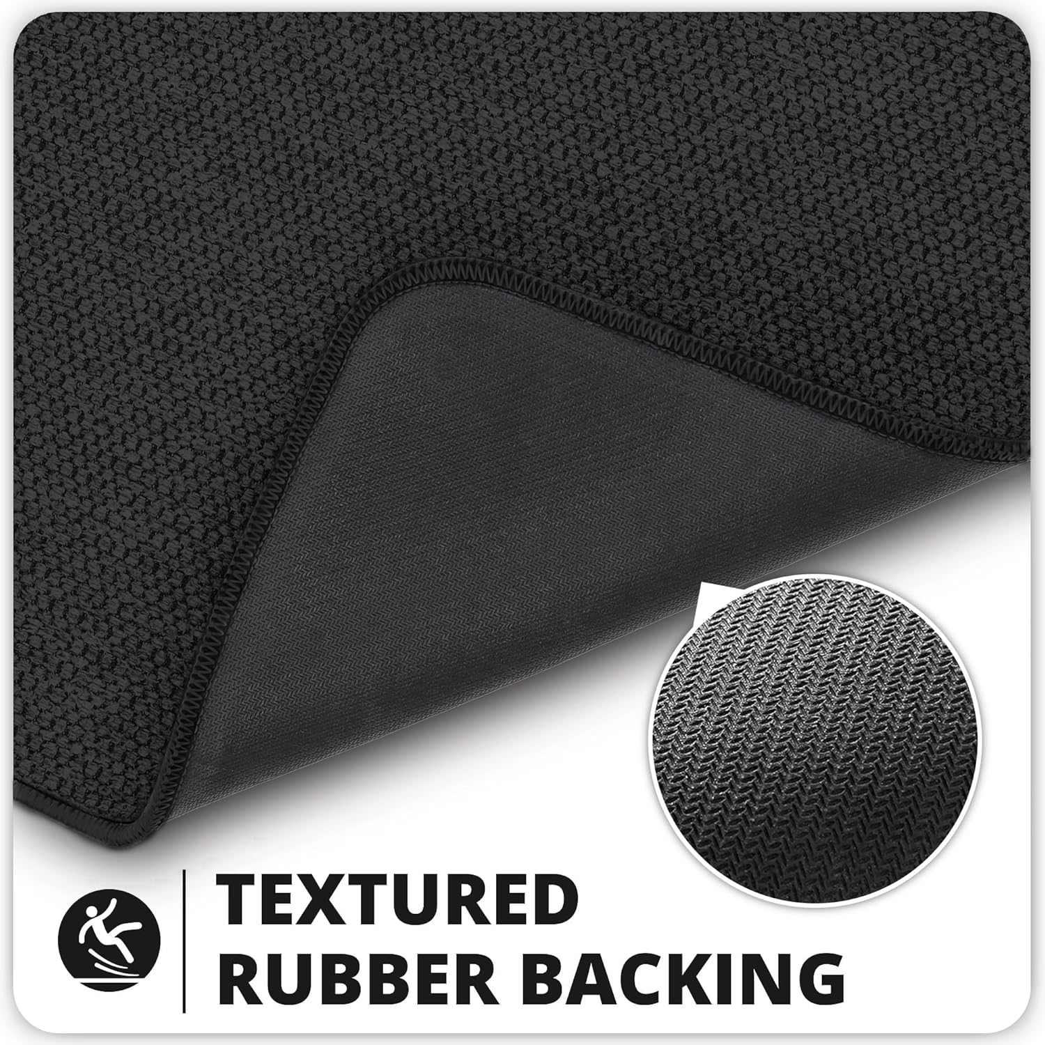 Bath Mat,Ultra Thin Bathroom Rugs,Rubber Bath Mats for Bathroom,No Slip Bath Rugs,Quick Dry,Machine Washable,Low Pile,Absorbent,Shower Outside,Sink,Home Decor Accessories.Black,1'5