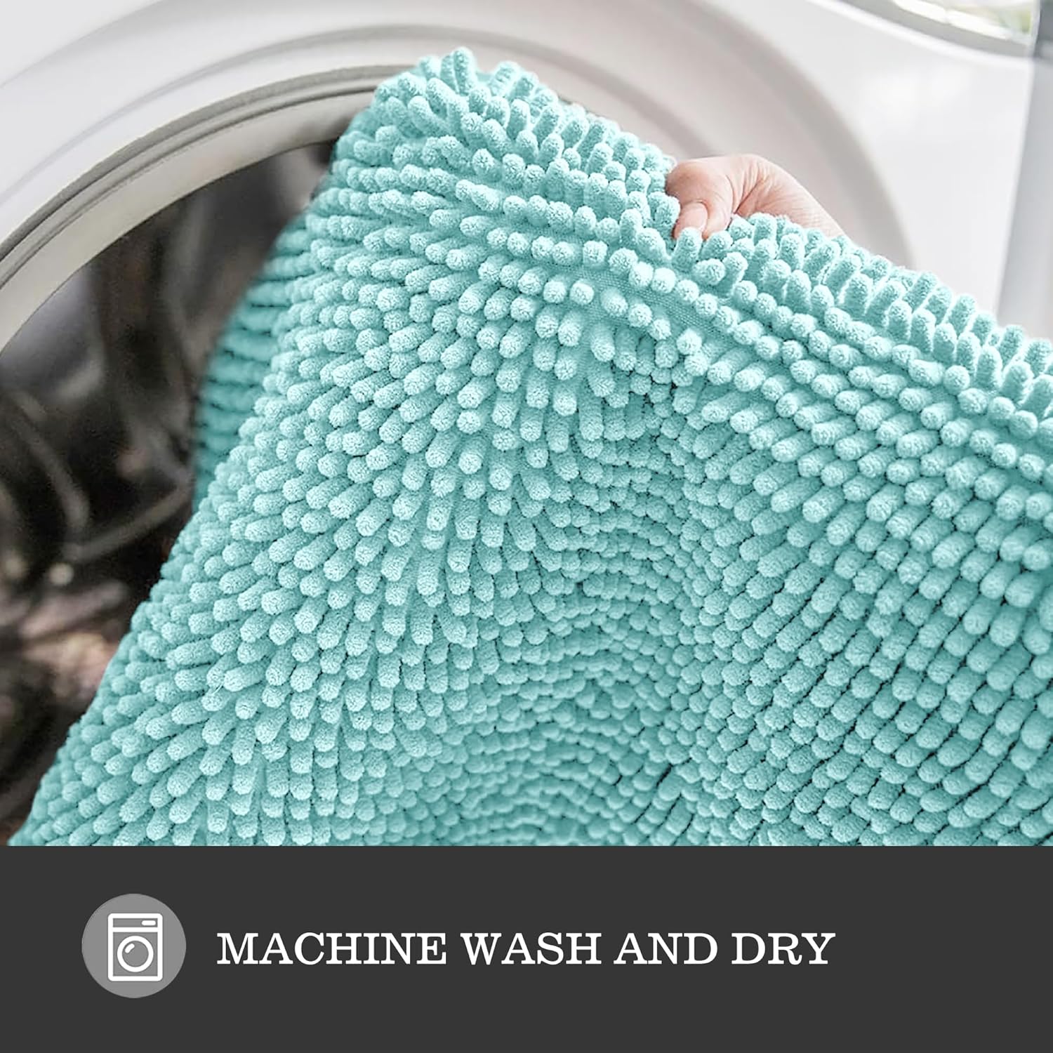 Yeaban Aqua Bathroom Rugs Sets 2 Piece – Thick Chenille Bath Mats | Absorbent and Washable Bath Rug Non-Slip, Plush and Soft Rugs for Bathroom Floor, Shower, Sink - 17