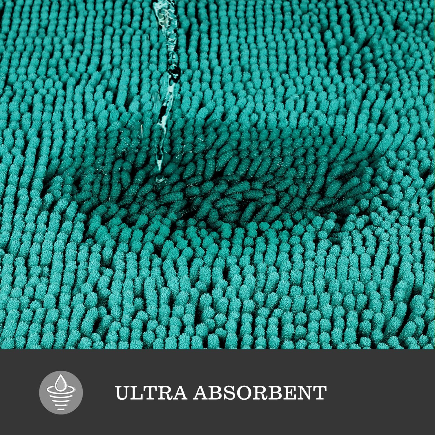 Yeaban Teal Bathroom Rugs – Thick Chenille Bath Mats | Absorbent and Washable Bath Rug Non-Slip, Plush and Soft Rugs for Bathroom, Kitchen, Shower, Sink - 17