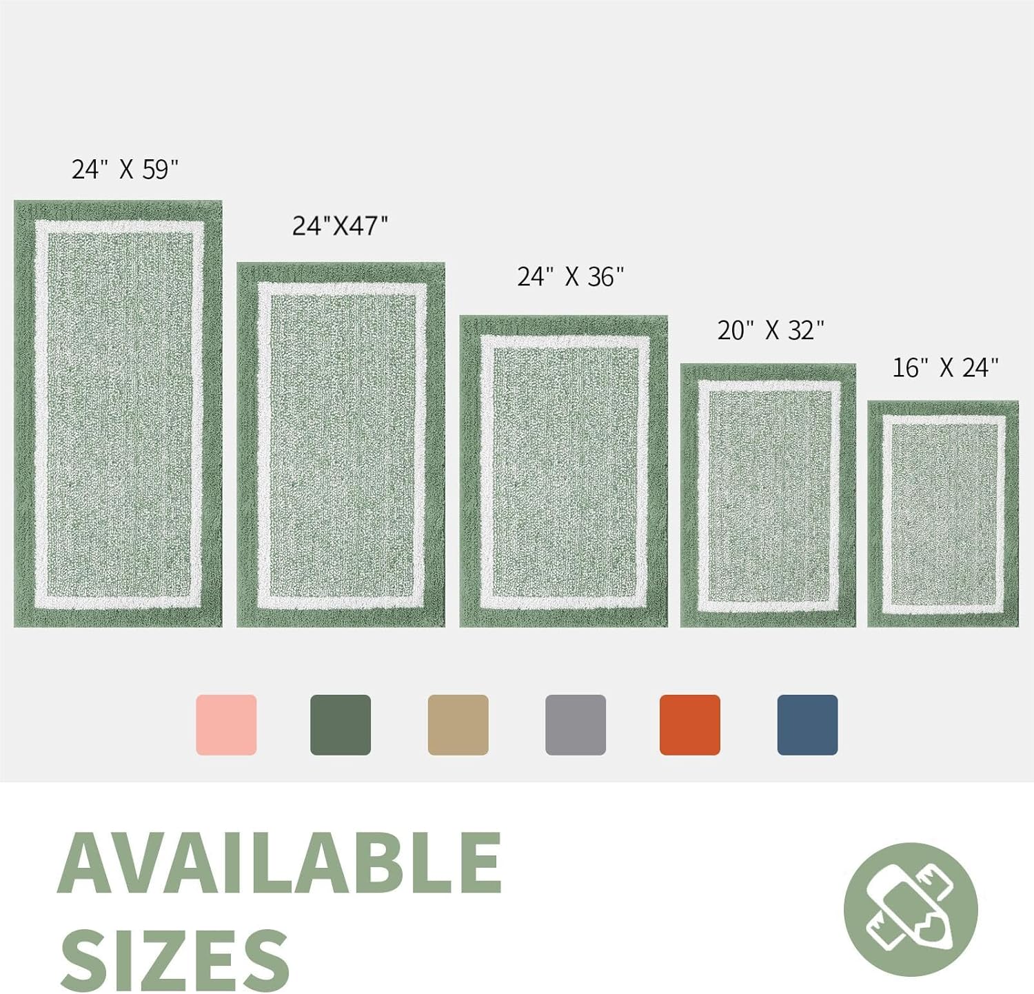 CozeCube Bath mats for Bathroom Non Slip, Fluffy Absorbent Microfiber Bath mat Washable, Aesthetic Bathroom Rugs, Small Sage Green Bath mat, Sage Green, 24