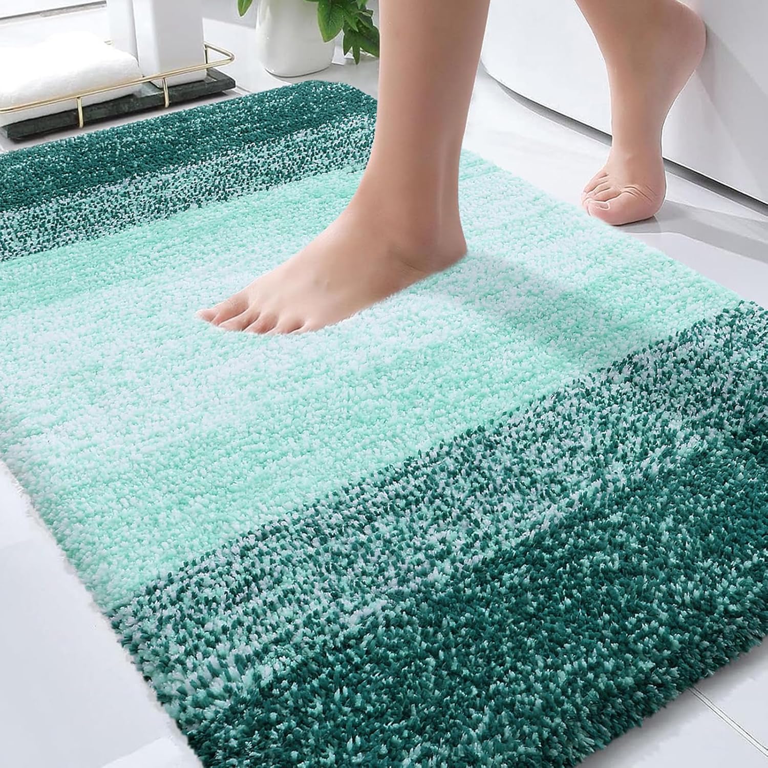 OLANLY Bathroom Rugs Blackish Green 30x20