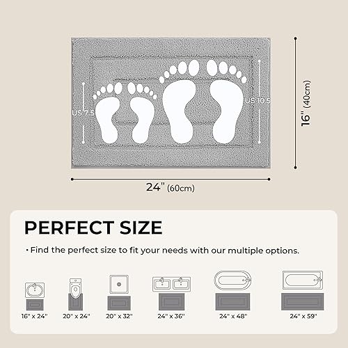 GRANNY SAYS Gray Bathroom Rugs, Bath Mats for Bathroom Non-Slip, Super Soft and 