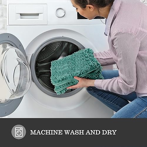 Yeaban Teal Chenille Bath Rug 17x24 - view 5