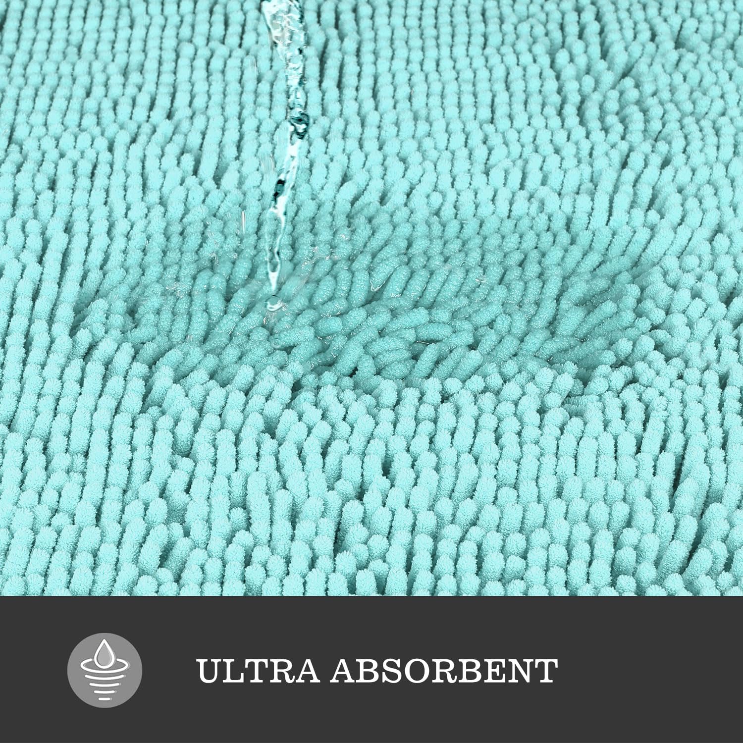 Yeaban Aqua Bathroom Rugs Sets 2 Piece – Thick Chenille Bath Mats | Absorbent and Washable Bath Rug Non-Slip, Plush and Soft Rugs for Bathroom Floor, Shower, Sink - 17