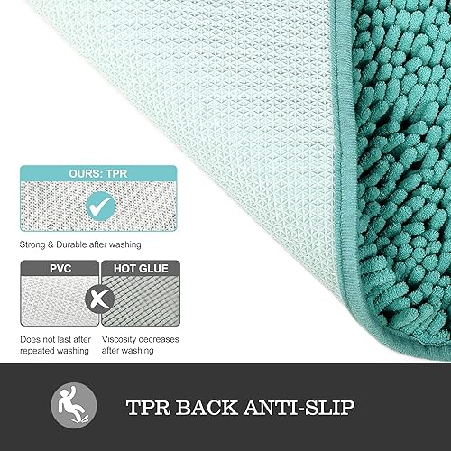 Yeaban Teal Chenille Bath Rug 17x24 - view 3