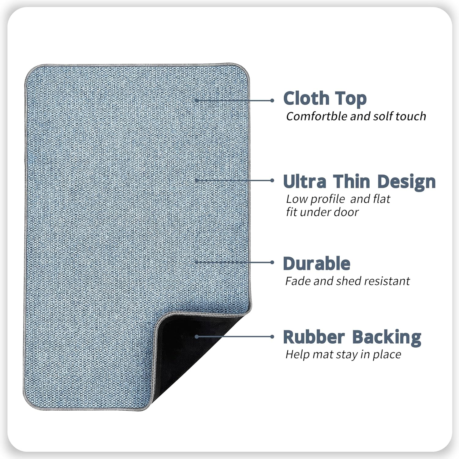 Non-Slip Bath Mat Blue 17x27